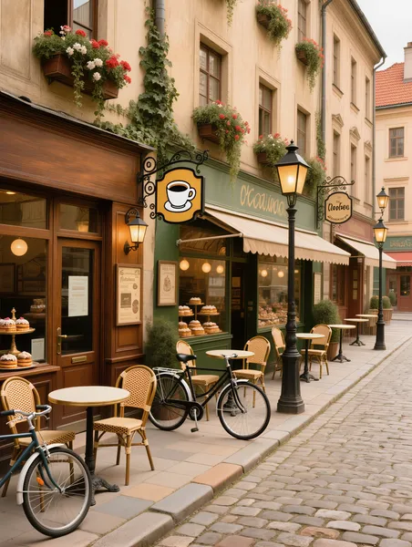 Charmante caféestraat — 200-stukjes legpuzzel