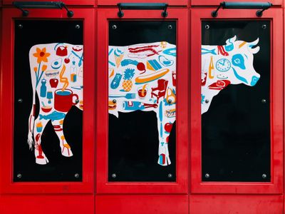 Colorful Cow Collage — 64-piece jigsaw puzzle