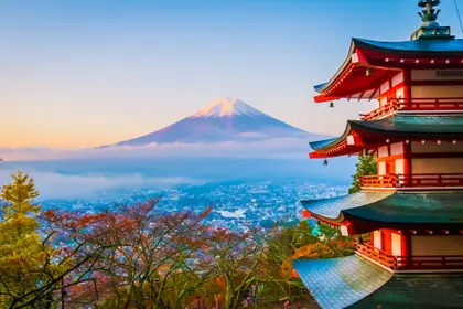Red Pagoda Over Mount Fuji — 198-piece jigsaw puzzle