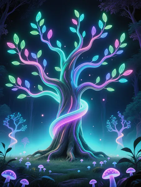 Zaczarowany las neonowy — 100-elementowe puzzle