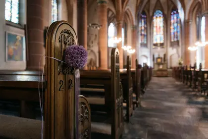 Church Aisle Serenity — 150-piece jigsaw puzzle