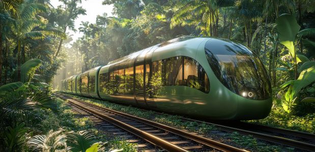 Futuristic Train in Jungle — 300-piece jigsaw puzzle