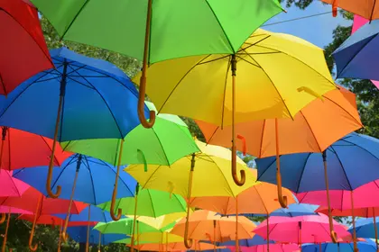 Colorful Umbrella Canopy — 100-piece jigsaw puzzle
