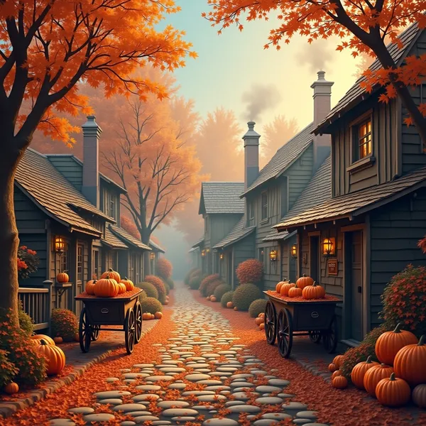 Herbstlicher Dorfweg — 150-Teile-Puzzle