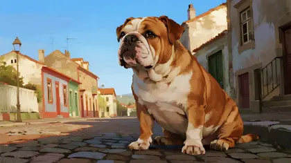 Bulldog viehättävällä kadulla — 300 palan palapeli