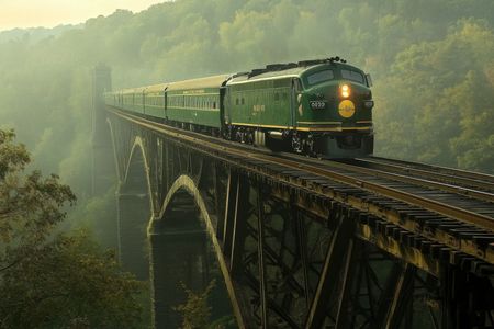 Train Through Misty Bridge — 150-piece jigsaw puzzle