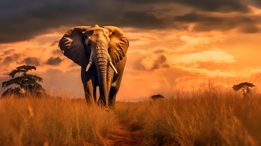 Elephant at Sunset — 150-piece jigsaw puzzle