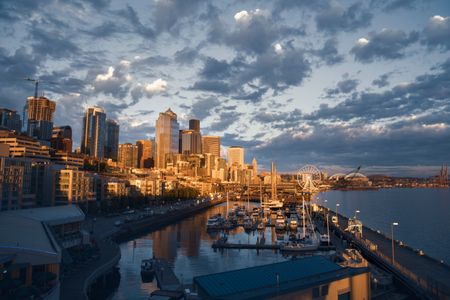 Sunlit Cityscape Reflection — 100-piece jigsaw puzzle