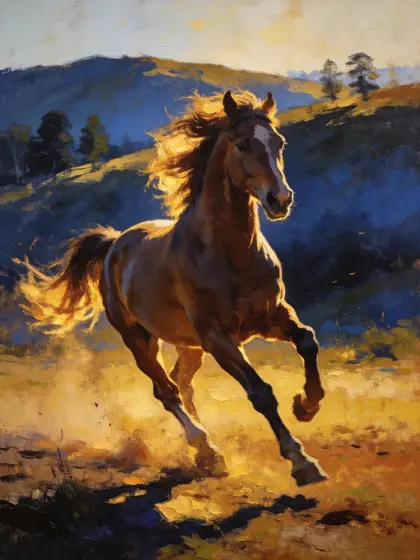 Fiery Stallion at Sunset — 100-piece jigsaw puzzle
