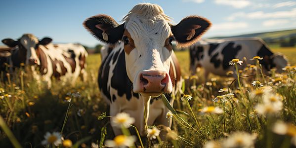Curious Cow in Meadow — 64-piece jigsaw puzzle