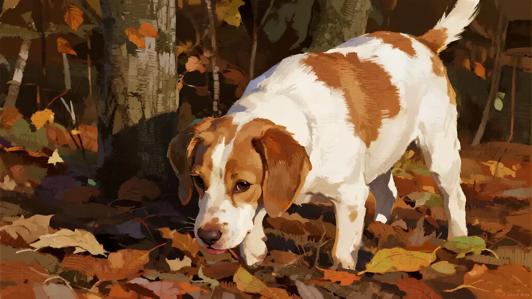 Dog in Autumn Leaves — 500-piece jigsaw puzzle