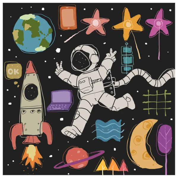 Aventura espacial fantasiosa — quebra-cabeça de 100 peças