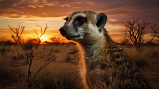 Serene Sunset with Meerkat — 200-piece jigsaw puzzle