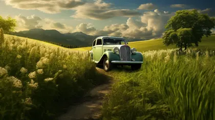 Vintage Car in Meadow — 60-piece jigsaw puzzle