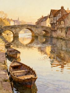 Sunlit Riverside Village — 300-piece jigsaw puzzle
