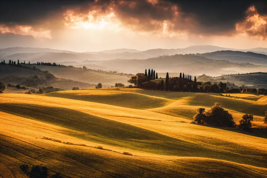 Paisaje toscano dorado — rompecabezas de 200 piezas