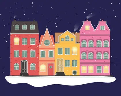 Rue hivernale colorée — puzzle de 300 pièces