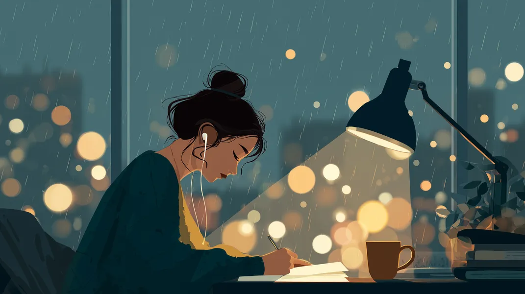 Quiet Focus in Rain — 200-piece jigsaw puzzle