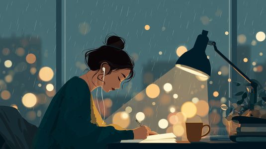 Quiet Focus in Rain — 200-piece jigsaw puzzle