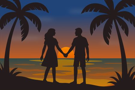 Romantyczna sylwetka na tle zachodu słońca — 200-elementowe puzzle