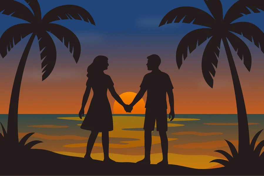 Romantic Sunset Silhouette — 200-piece jigsaw puzzle