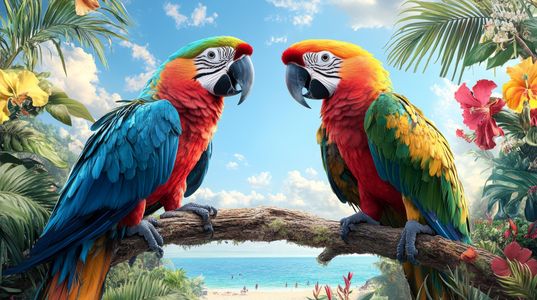 Vibrant Parrot Encounter — 500-piece jigsaw puzzle