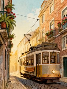 Vintage Tram in Sunlight — 100-piece jigsaw puzzle