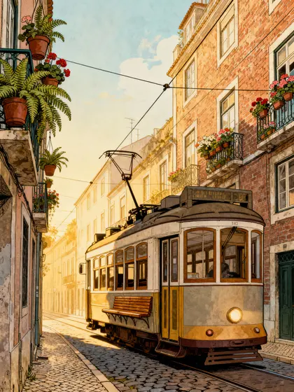 Vintage Tram in Sunlight — 100-piece jigsaw puzzle