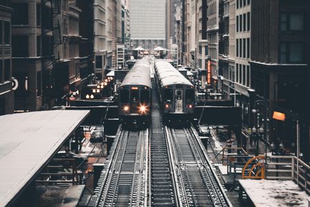 Urban Train Crossing — 400-piece jigsaw puzzle