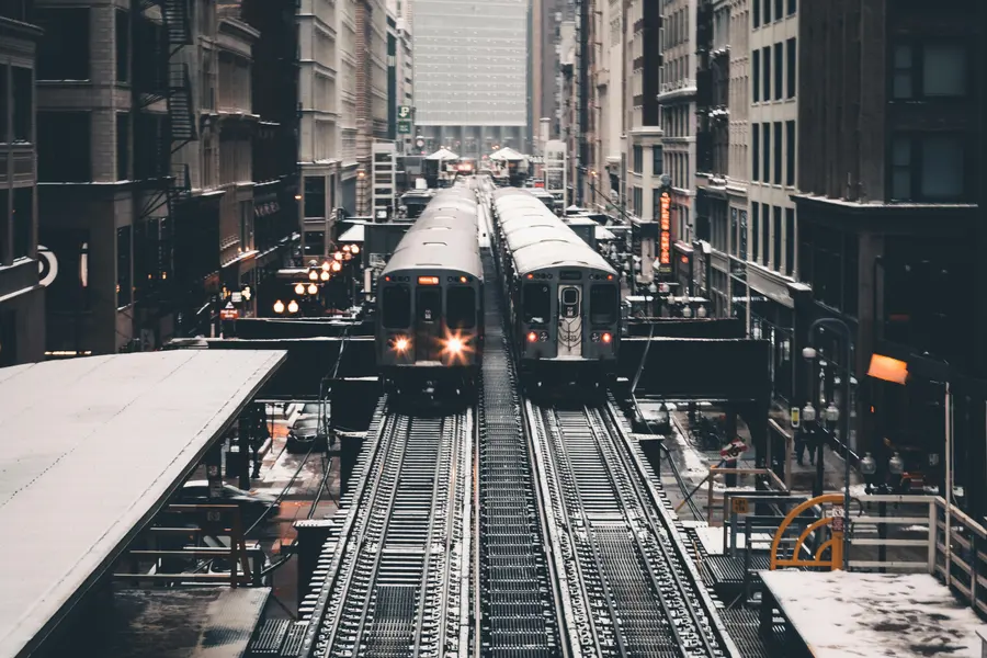 Urban Train Crossing — 400-piece jigsaw puzzle