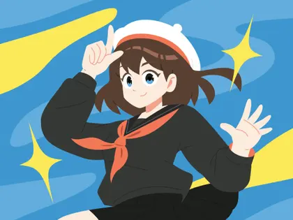 Animated Sailor Girl Against Blue Sky — 300-piece jigsaw puzzle