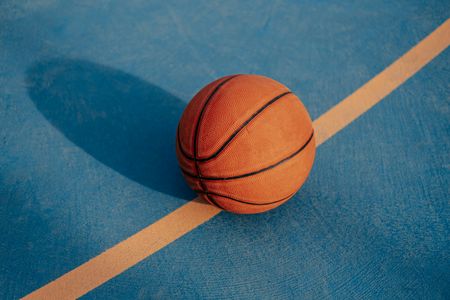 Basketball on Blue Court — 100-piece jigsaw puzzle