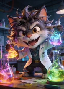 Feline Chemist Chaos — 150-piece jigsaw puzzle