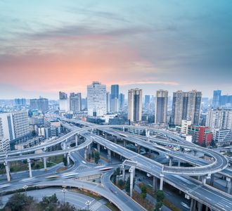 Urban Sunset Overpass — 500-piece jigsaw puzzle