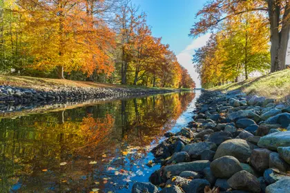 Autumn River Reflection — 64-piece jigsaw puzzle