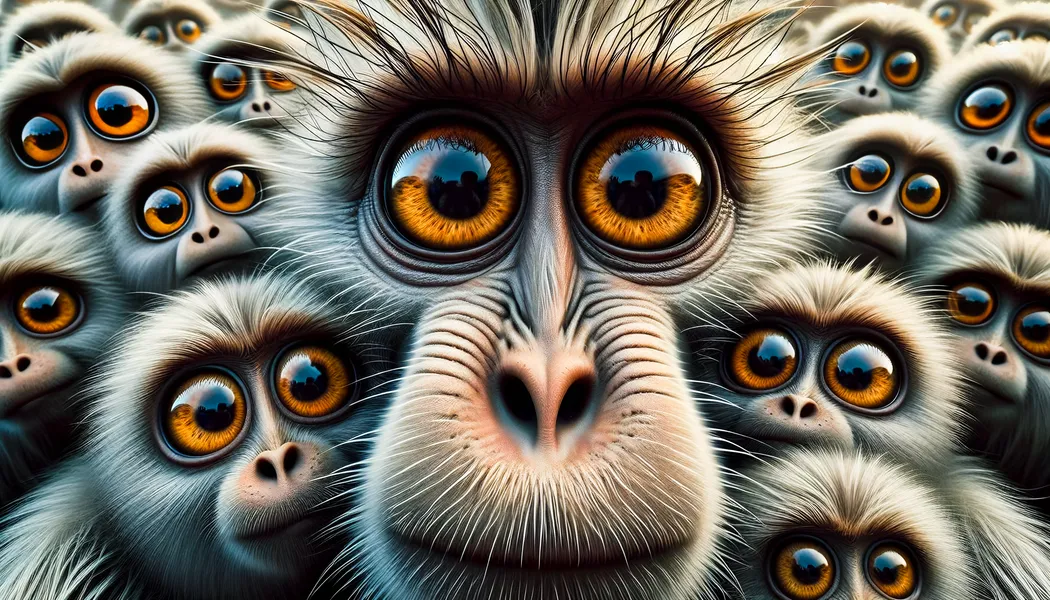 Olhar curioso do macaco — quebra-cabeça de 100 peças
