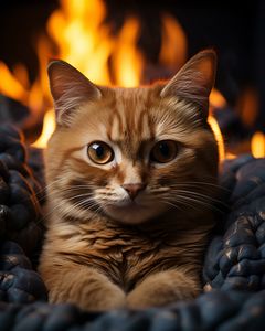 Cozy Cat by Fire — 400-piece jigsaw puzzle