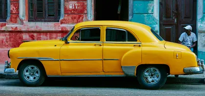 Vintage Yellow Car — 64-piece jigsaw puzzle