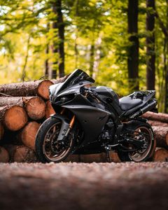 Sleek Motorcycle in Forest — 400-piece jigsaw puzzle