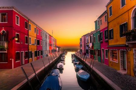 Sunset Over Colorful Canal — 100-piece jigsaw puzzle