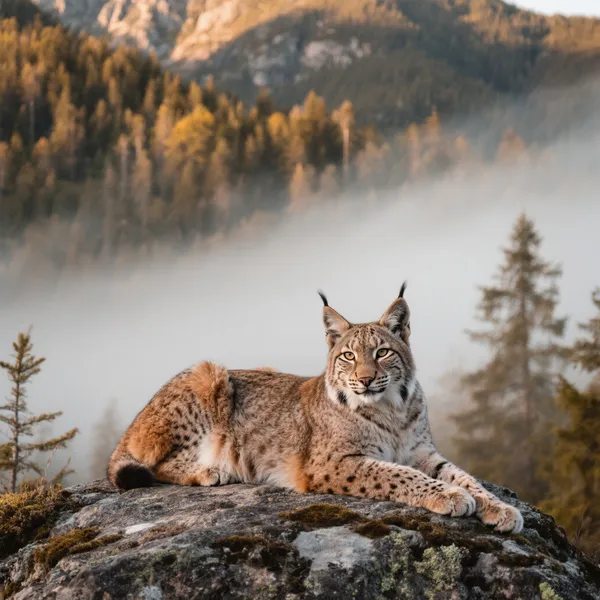 Lynx di pegunungan berkabut — puzzle 300 potong