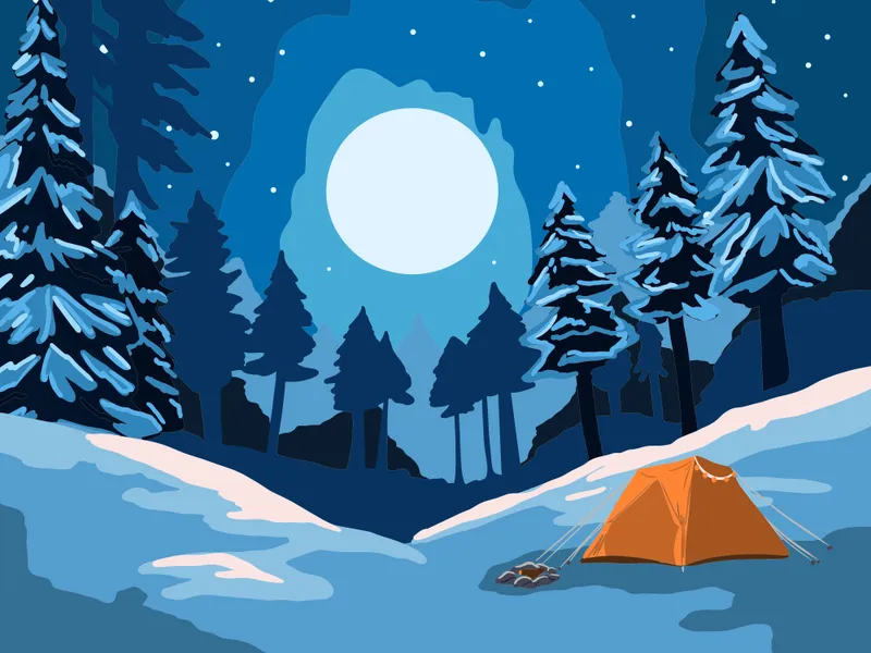 Winterkamperen bij maanlicht — 300-stukjes legpuzzel