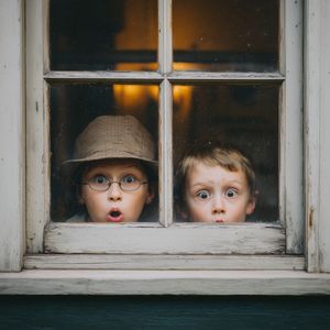 Curious Faces in Window — 300-piece jigsaw puzzle