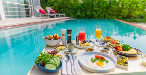 Poolside Breakfast Bliss — 150-piece jigsaw puzzle