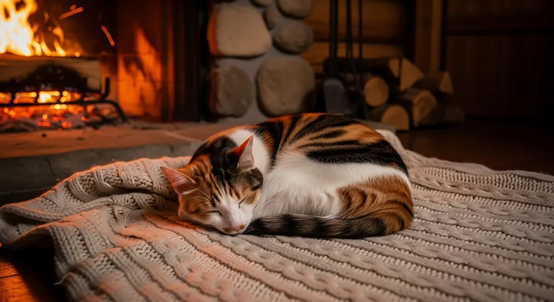 Cozy Fireplace Catnap — 300-piece jigsaw puzzle