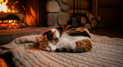 Cozy Fireplace Catnap — 300-piece jigsaw puzzle