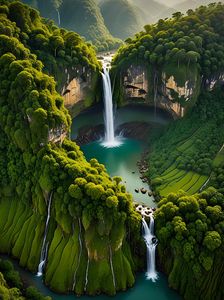 Verdant Waterfall Oasis — 200-piece jigsaw puzzle