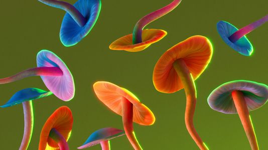 Neon Mushroom Wonderland — 300-piece jigsaw puzzle