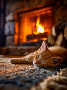 Cozy Fireplace Slumber — 200-piece jigsaw puzzle