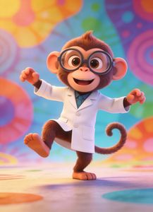 Cheerful Scientist Monkey — 150-piece jigsaw puzzle